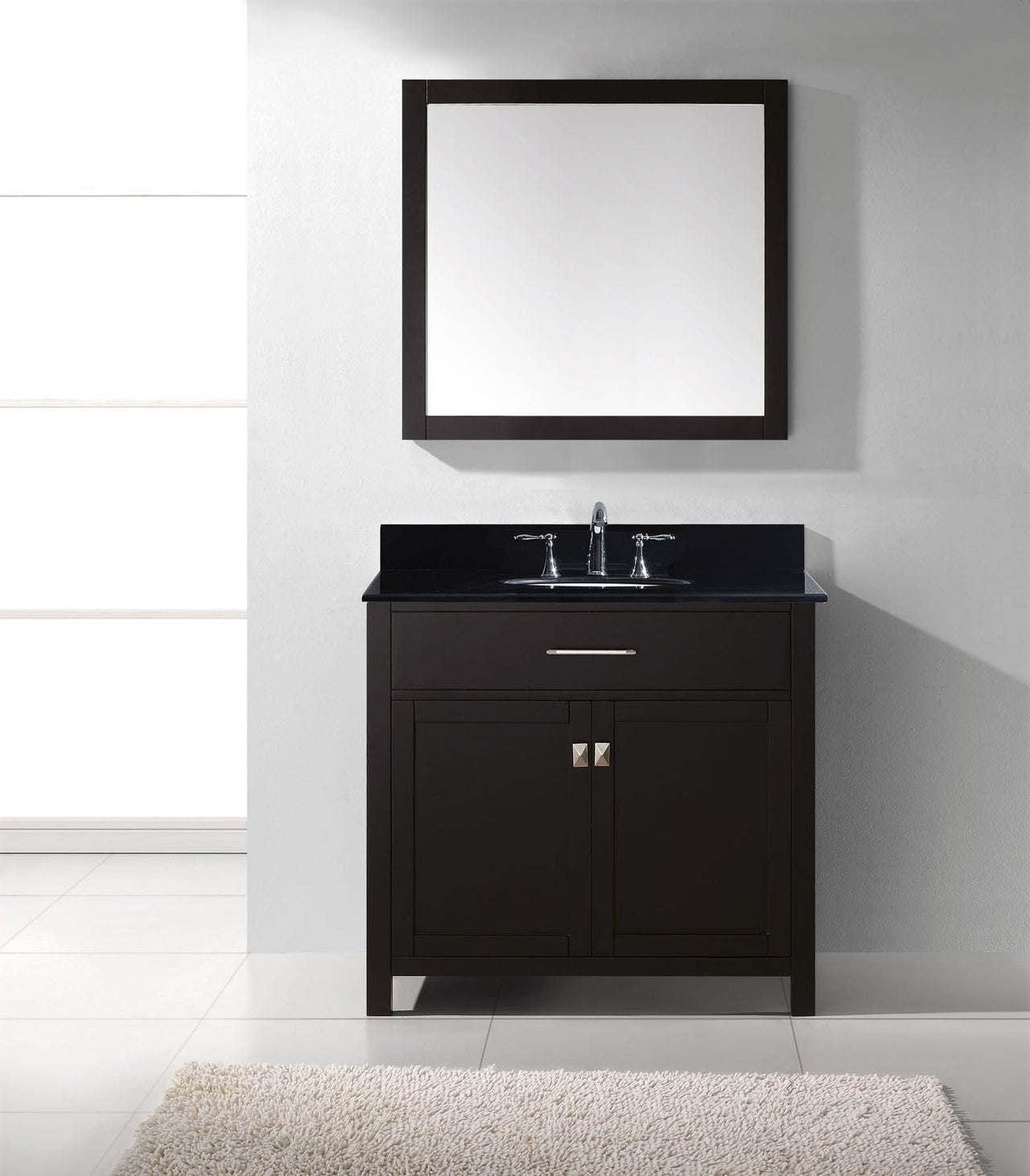 Virtu USA Caroline 36" Single Round Sink Espresso Top Vanity with Mirror Vanity Virtu USA 