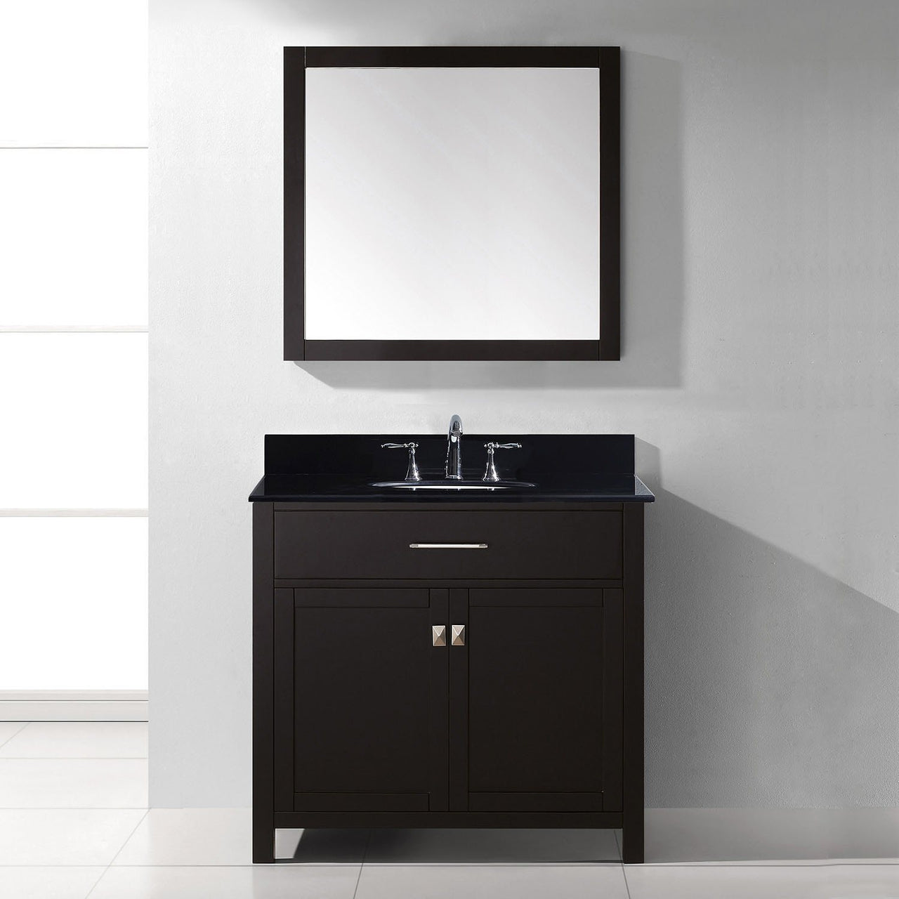 Virtu USA Caroline 36" Single Round Sink Espresso Top Vanity with Mirror Vanity Virtu USA 