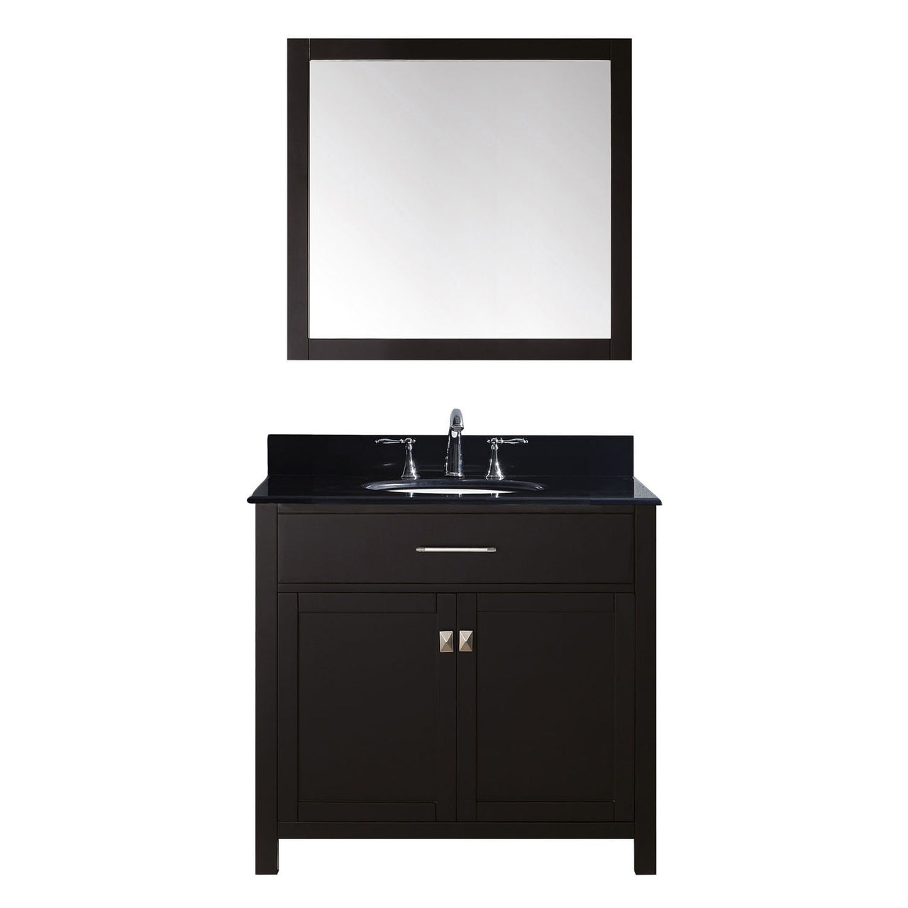 Virtu USA Caroline 36" Single Round Sink Espresso Top Vanity with Mirror Vanity Virtu USA 