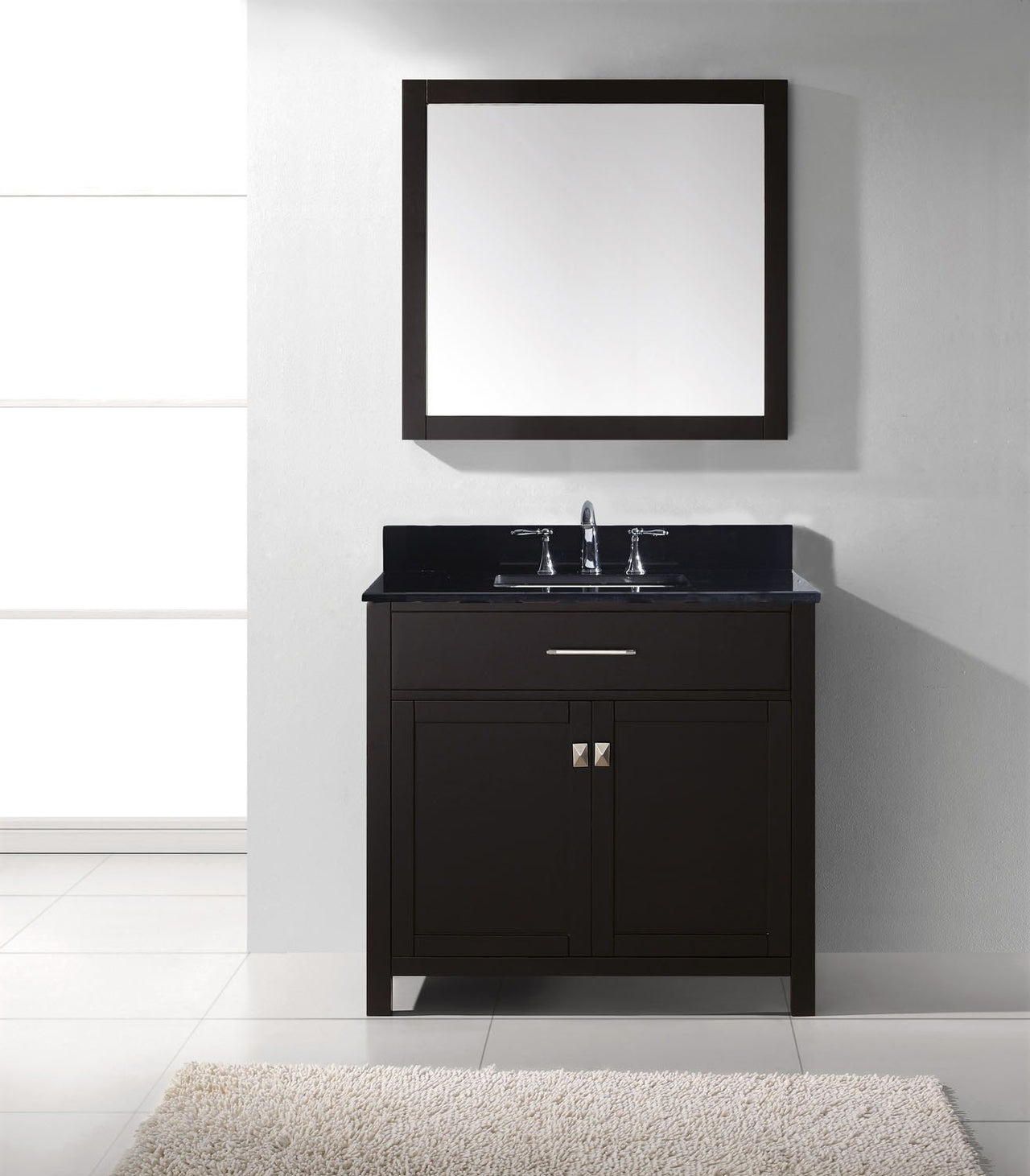 Virtu USA Caroline 36" Single Square Sink Espresso Top Vanity with Mirror Vanity Virtu USA 