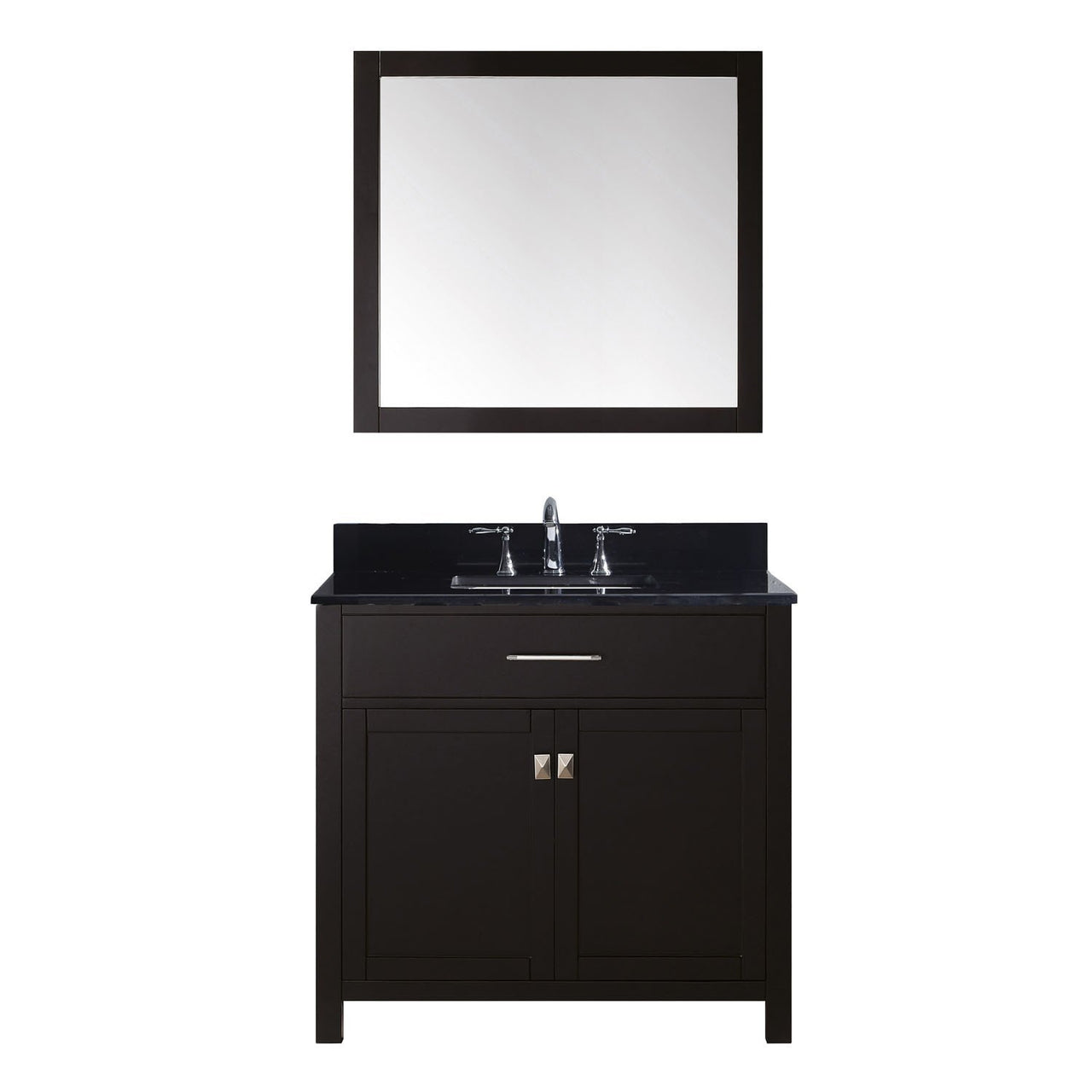 Virtu USA Caroline 36" Single Square Sink Espresso Top Vanity with Mirror Vanity Virtu USA 