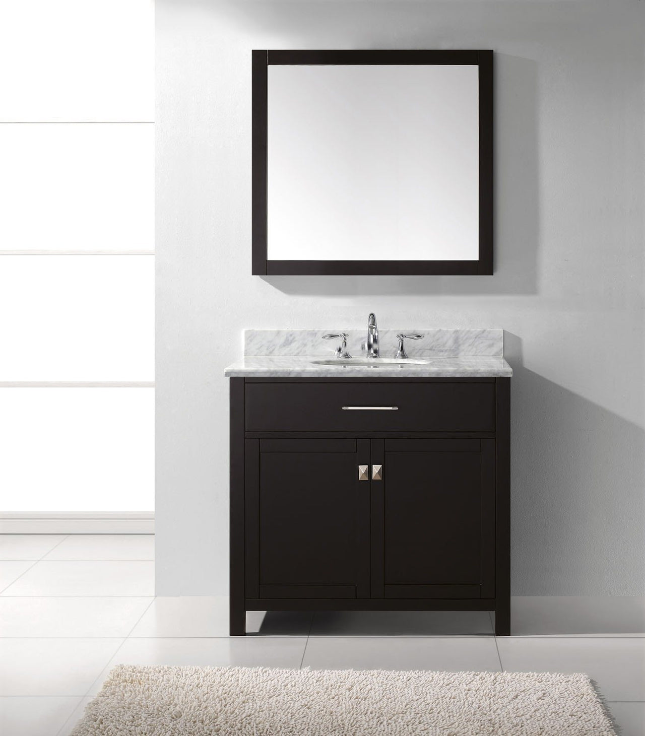 Virtu USA Caroline 36" Single Round Sink Espresso Top Vanitywith Mirror Vanity Virtu USA 