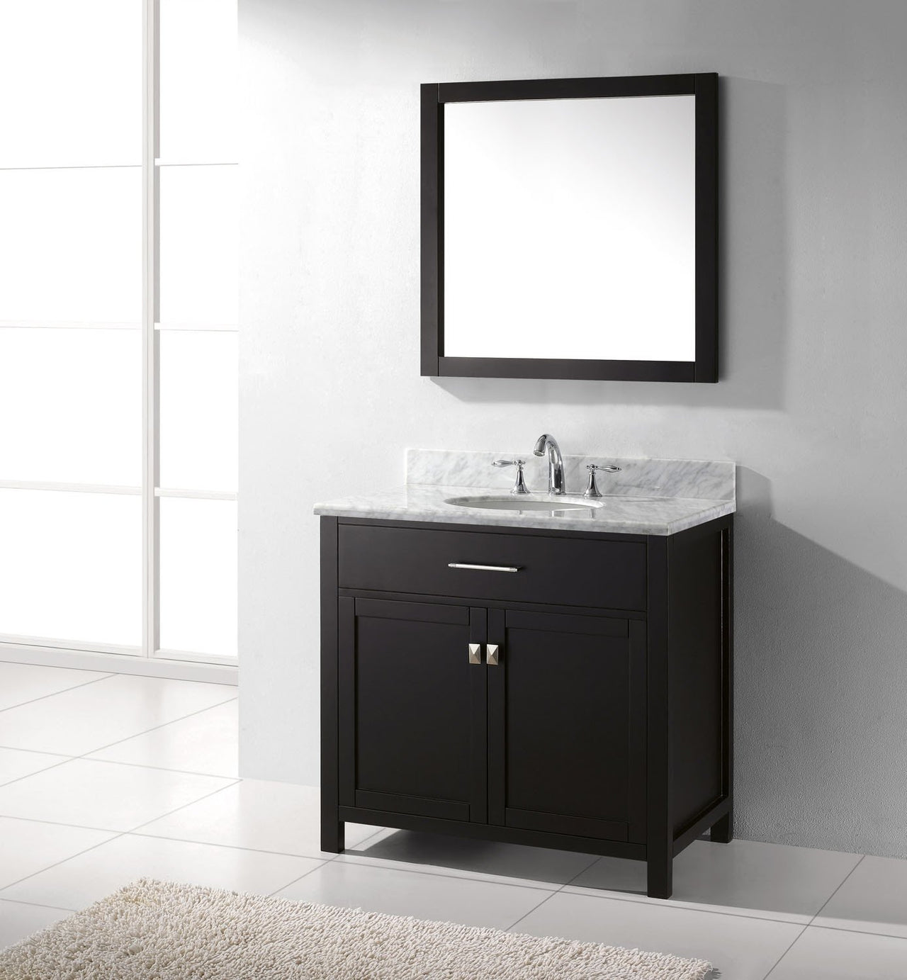 Virtu USA Caroline 36" Single Round Sink Espresso Top Vanitywith Mirror Vanity Virtu USA 