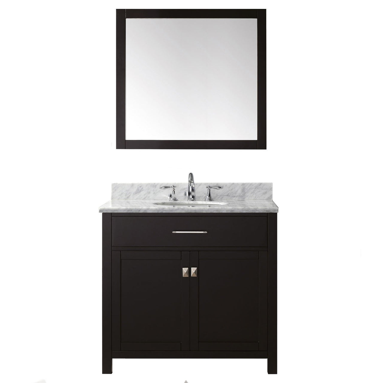Virtu USA Caroline 36" Single Round Sink Espresso Top Vanitywith Mirror Vanity Virtu USA 
