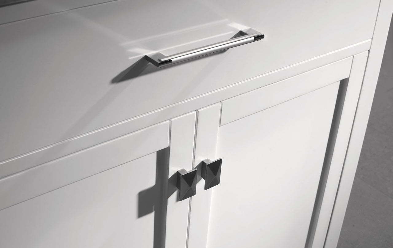 Virtu USA Caroline 36" Single Round Sink White Top Vanity in White with Mirror Vanity Virtu USA 