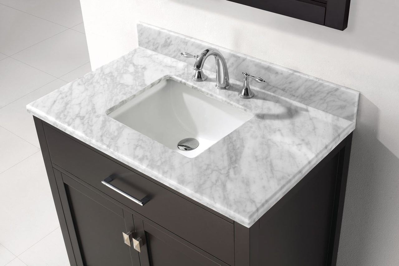 Virtu USA Caroline 36" Single Square Sink Espresso Top Vanity in Espresso with Mirror Vanity Virtu USA 