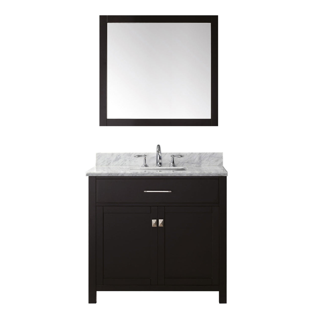 Virtu USA Caroline 36" Single Square Sink Espresso Top Vanity in Espresso with Mirror Vanity Virtu USA 