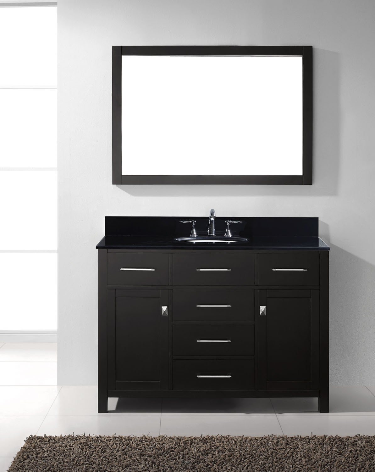 Virtu USA Caroline 48" Single Round Sink Espresso Top Vanity in Espresso with Mirror Vanity Virtu USA 