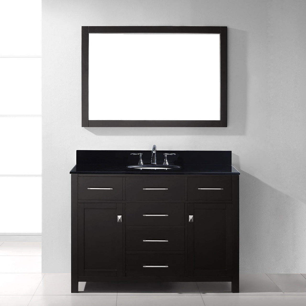 Virtu USA Caroline 48" Single Round Sink Espresso Top Vanity in Espresso with Mirror Vanity Virtu USA 