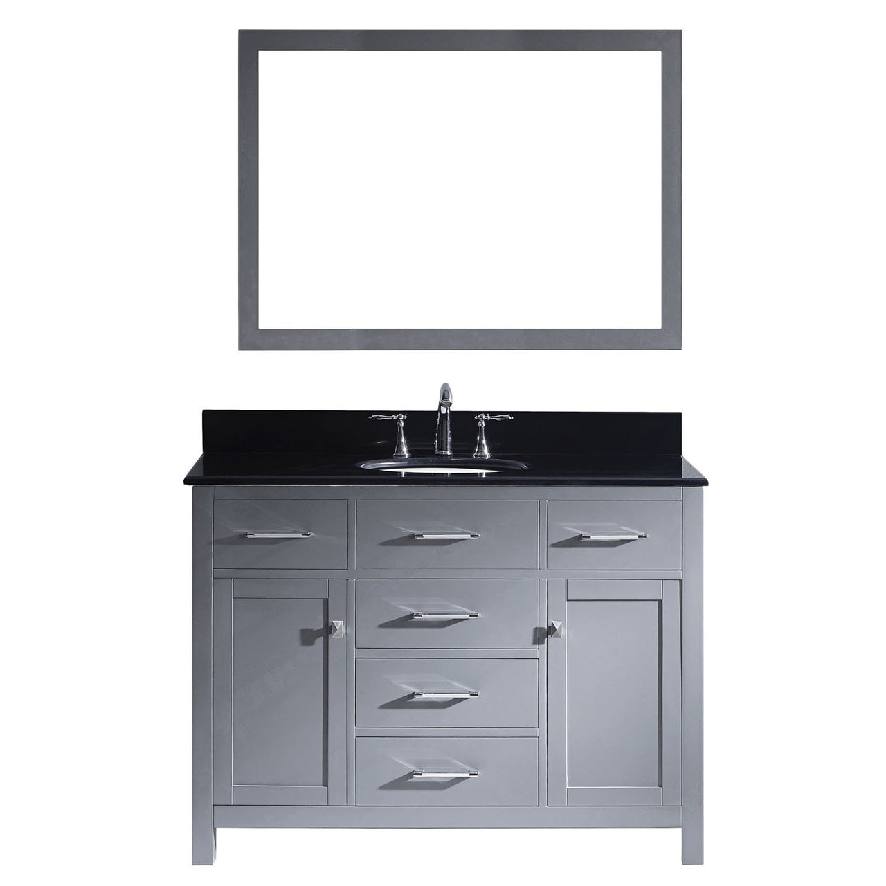 Virtu USA Caroline 48" Single Round Sink Grey Top Vanity in Grey with Mirror Vanity Virtu USA 