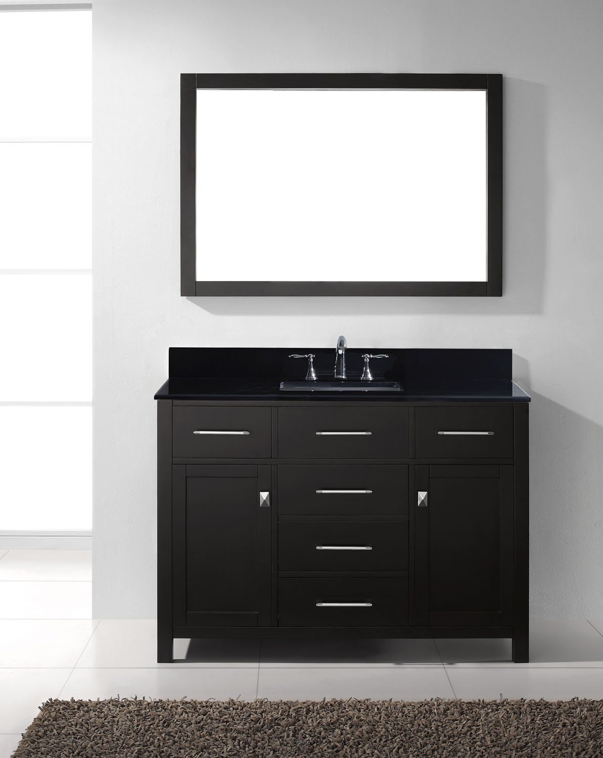 Virtu USA Caroline 48" Single Square Sink Espresso Top Vanity with Mirror Vanity Virtu USA 