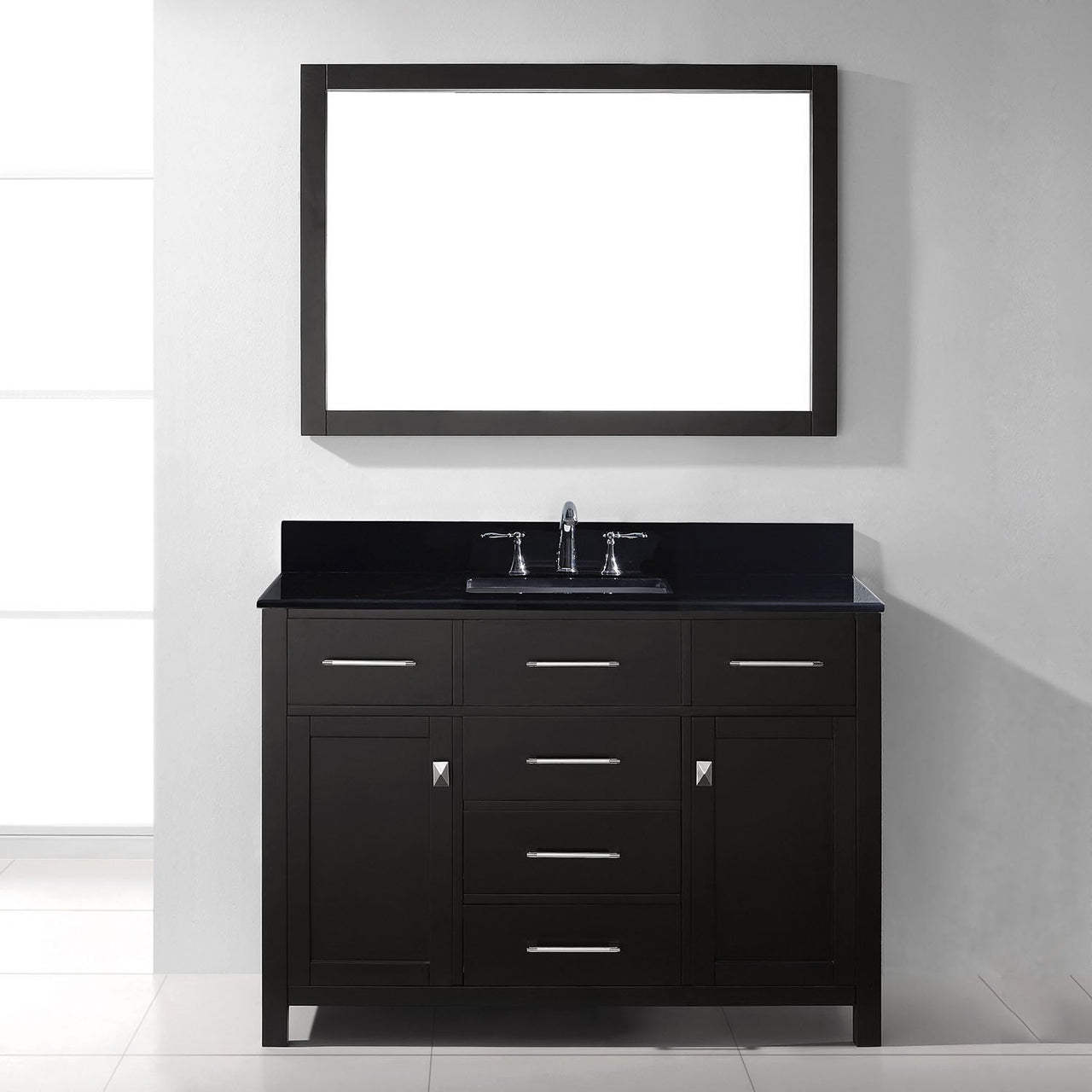 Virtu USA Caroline 48" Single Square Sink Espresso Top Vanity with Mirror Vanity Virtu USA 