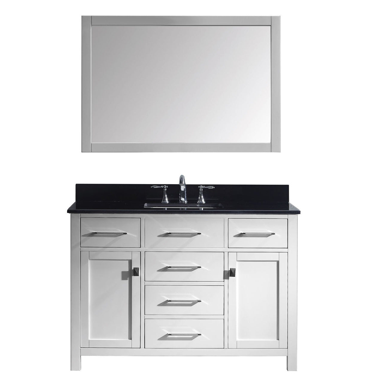 Virtu USA Caroline 48" Single Square Sink White Top Vanity in White with Mirror Vanity Virtu USA 