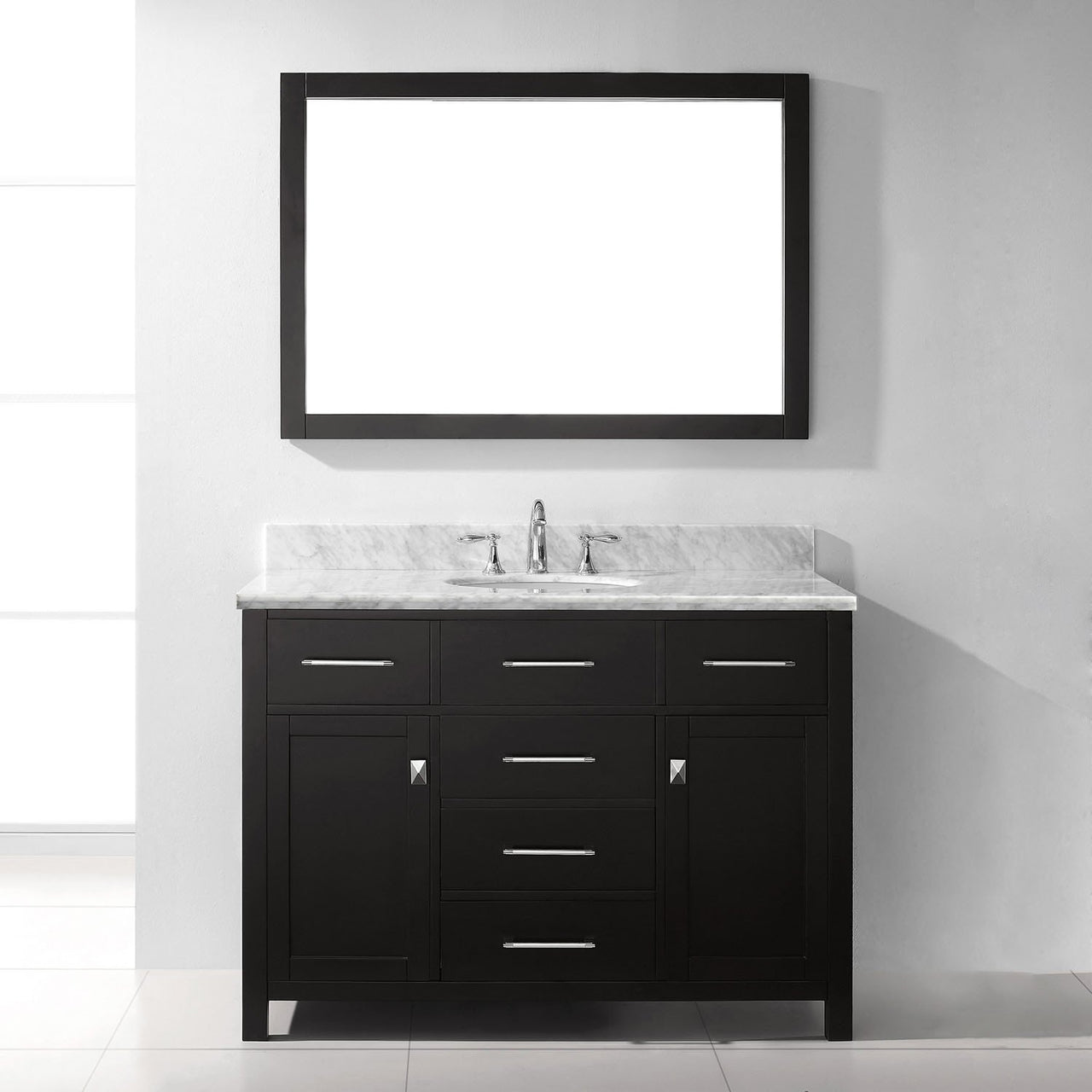 Virtu USA Caroline 48" Single Square Sink Espresso Top Vanity in Espresso with Mirror Vanity Virtu USA 