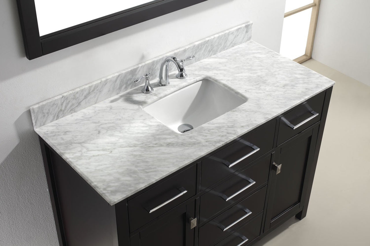Virtu USA Caroline 48" Single Square Sink Espresso Top Vanity in Espresso with Mirror Vanity Virtu USA 