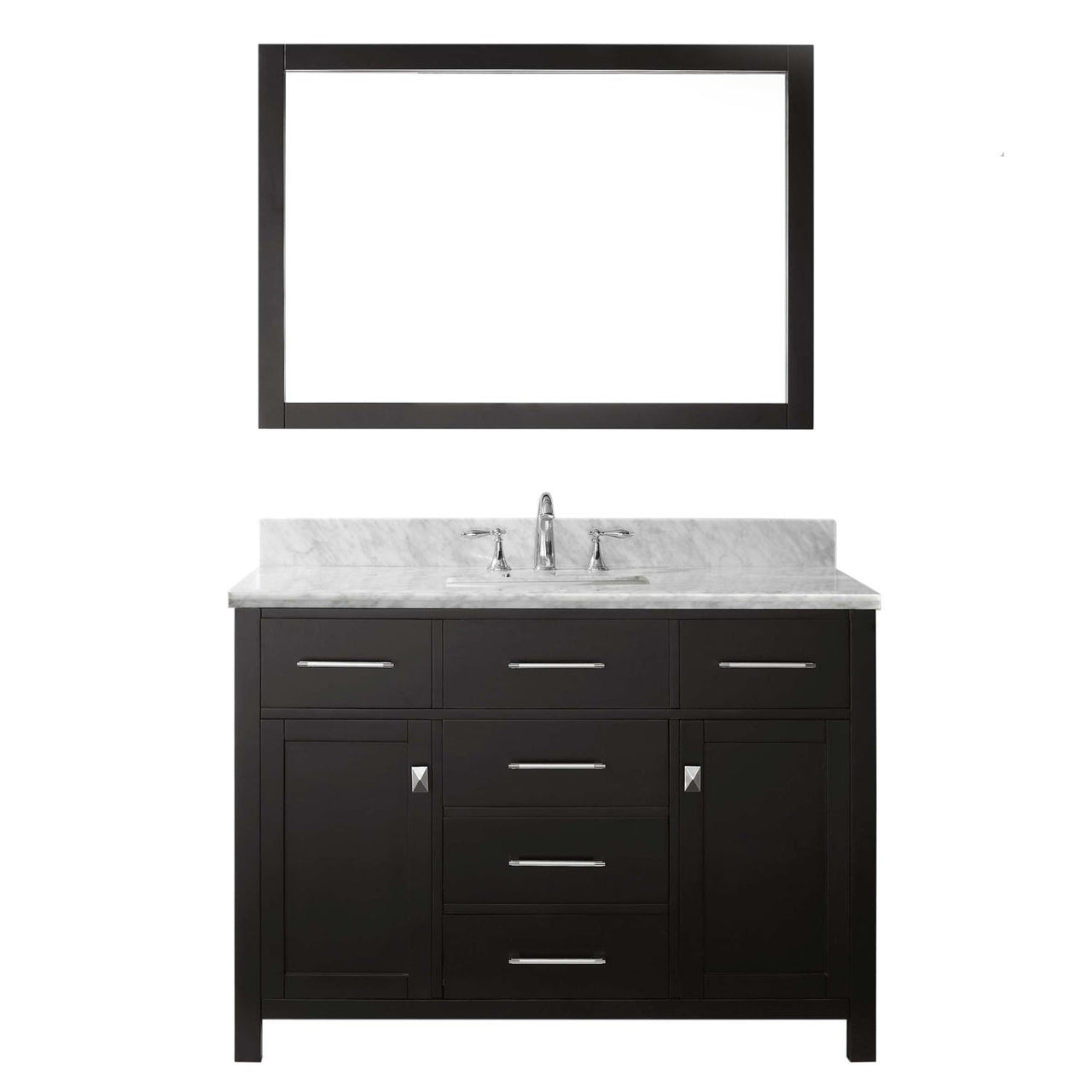 Virtu USA Caroline 48" Single Square Sink Espresso Top Vanity in Espresso with Mirror