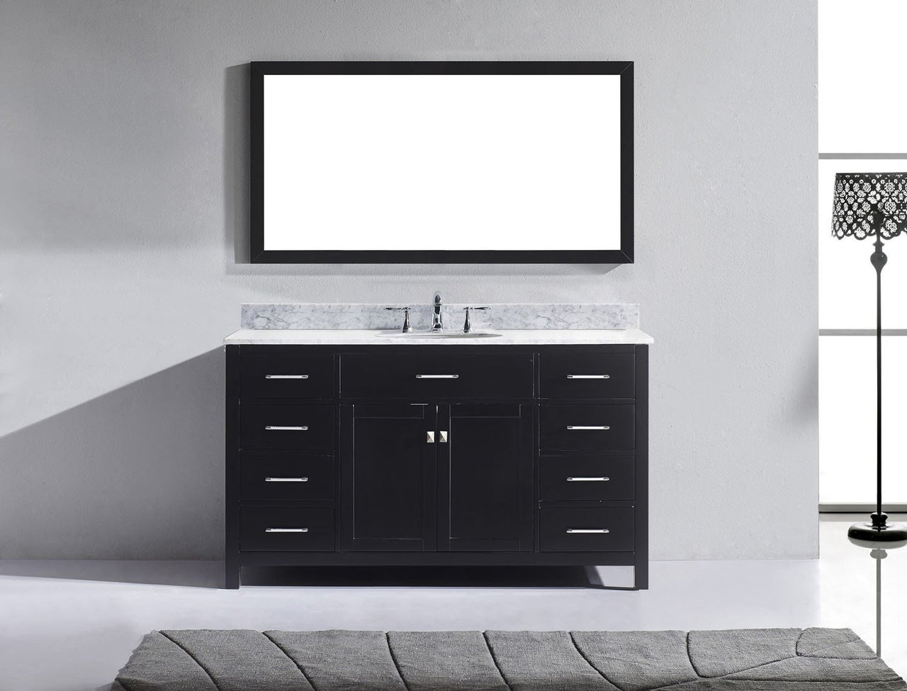Virtu USA Caroline 60" Single Round Sink Espresso Top Vanity in Espresso with Mirror Vanity Virtu USA 