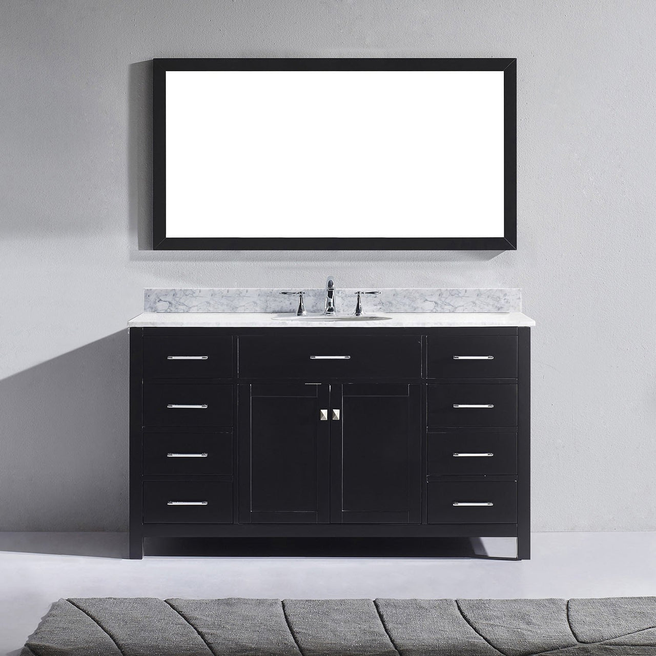 Virtu USA Caroline 60" Single Round Sink Espresso Top Vanity in Espresso with Mirror Vanity Virtu USA 