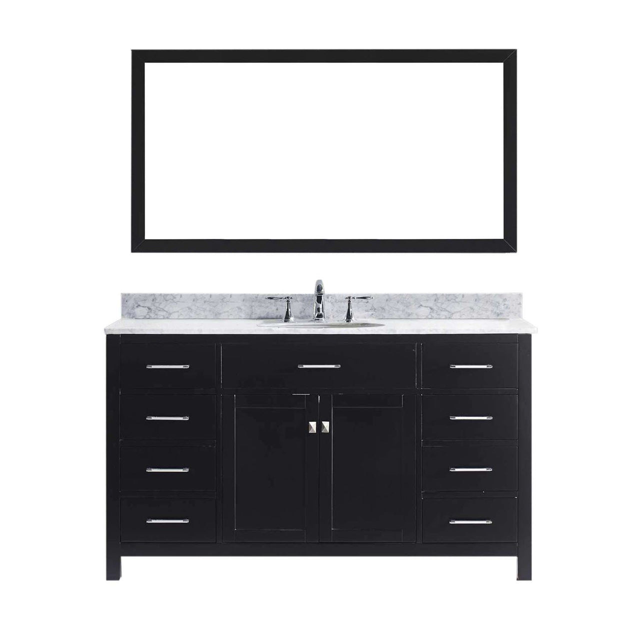 Virtu USA Caroline 60" Single Round Sink Espresso Top Vanity in Espresso with Mirror Vanity Virtu USA 