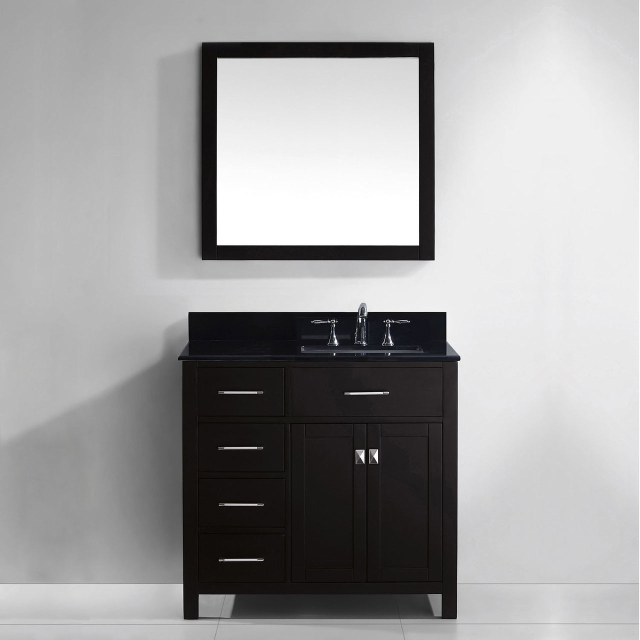Virtu USA Caroline Parkway 36" Single Square Sink Espresso Top Vanity in Espresso with Mirror Vanity Virtu USA 