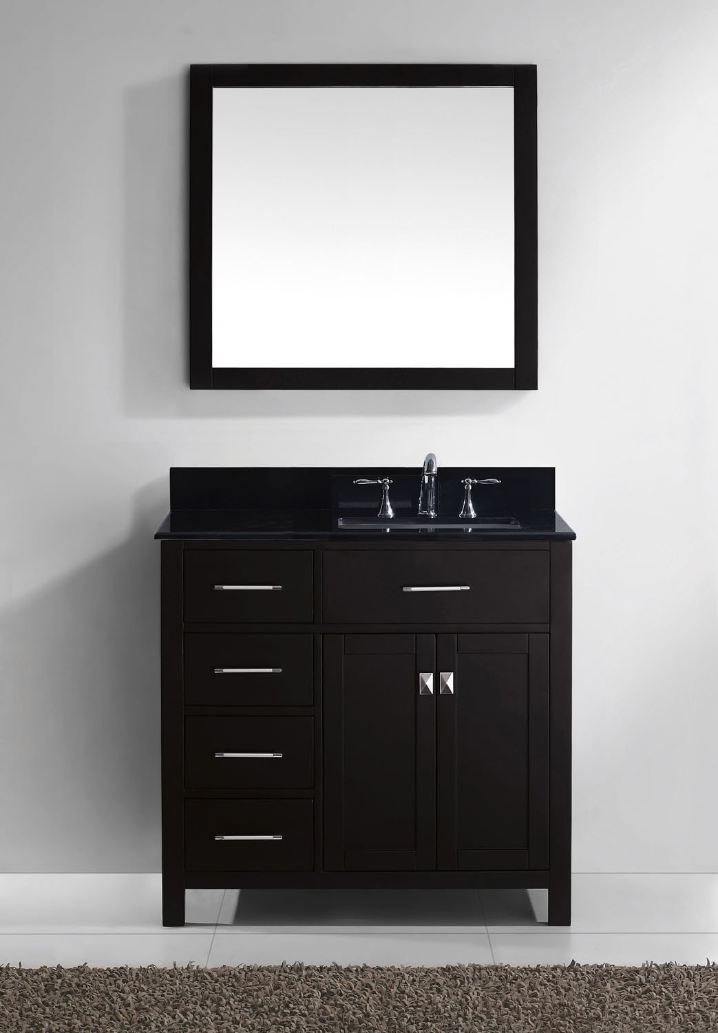 Virtu USA Caroline Parkway 36" Single Square Sink Espresso Top Vanity in Espresso with Mirror Vanity Virtu USA 