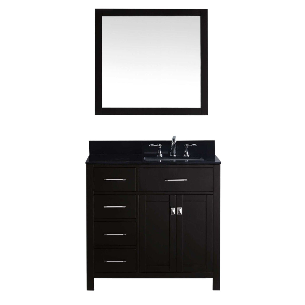 Virtu USA Caroline Parkway 36" Single Square Sink Espresso Top Vanity in Espresso with Mirror Vanity Virtu USA 