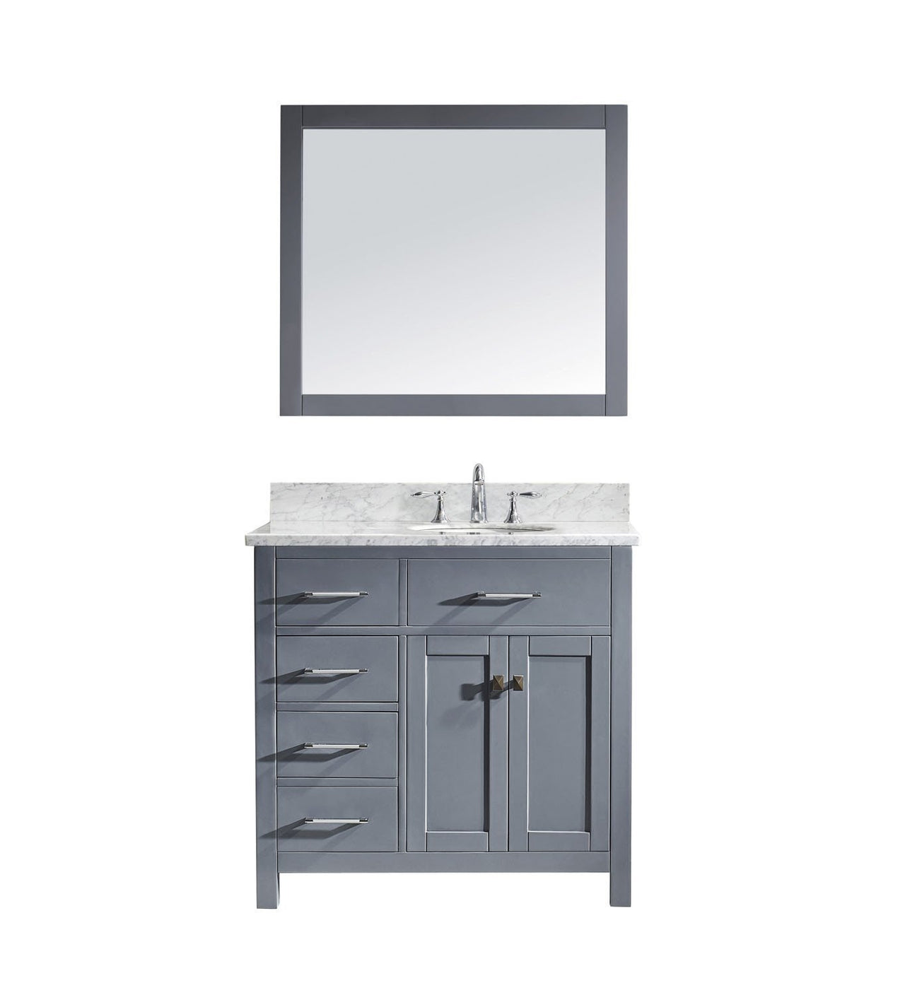 Virtu USA Caroline Parkway 36" Single Round Sink Grey Top Vanity with Mirror Vanity Virtu USA 