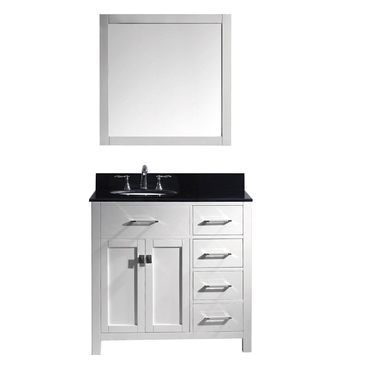Virtu USA Caroline Parkway 36" Single Round Sink White Top Vanity with Mirror Vanity Virtu USA 