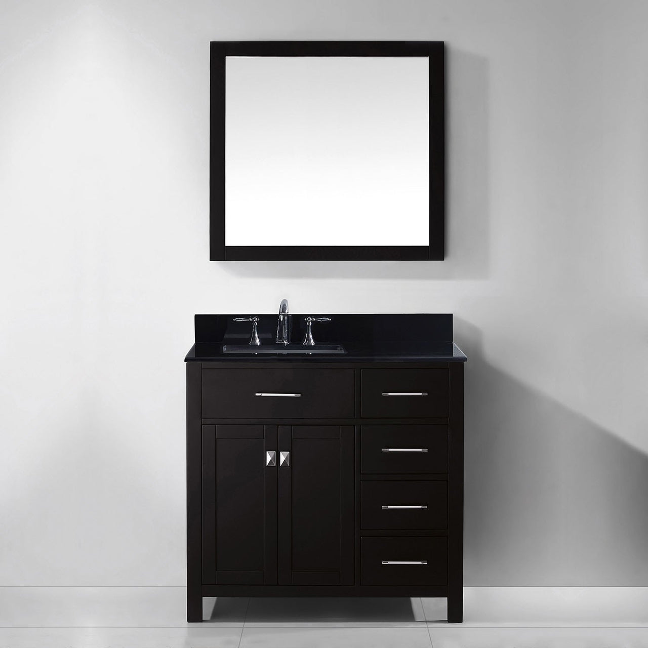 Virtu USA Caroline Parkway 36" Single Square Sink Espresso Top Vanity with Mirror Vanity Virtu USA 