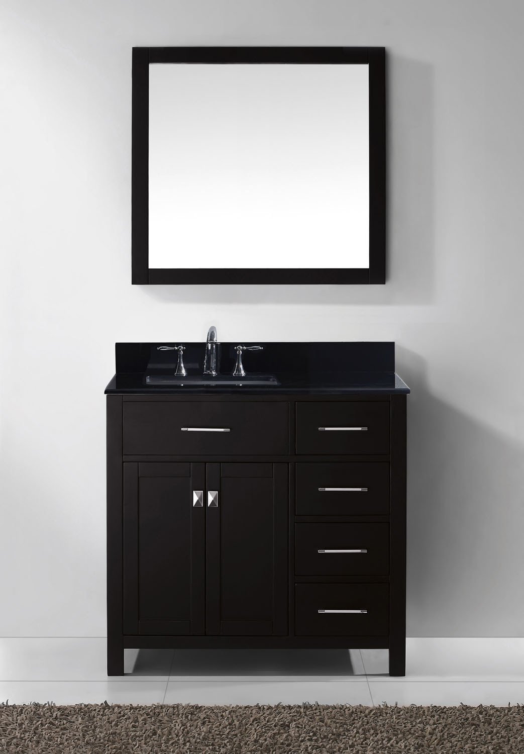 Virtu USA Caroline Parkway 36" Single Square Sink Espresso Top Vanity with Mirror Vanity Virtu USA 