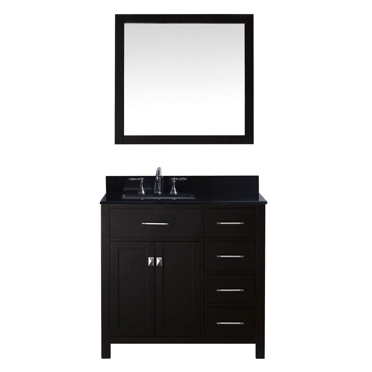 Virtu USA Caroline Parkway 36" Single Square Sink Espresso Top Vanity with Mirror Vanity Virtu USA 