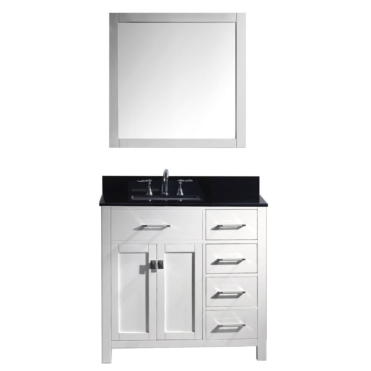 Virtu USA Caroline Parkway 36" Single Round Sink White Top Vanity with Mirror Vanity Virtu USA 