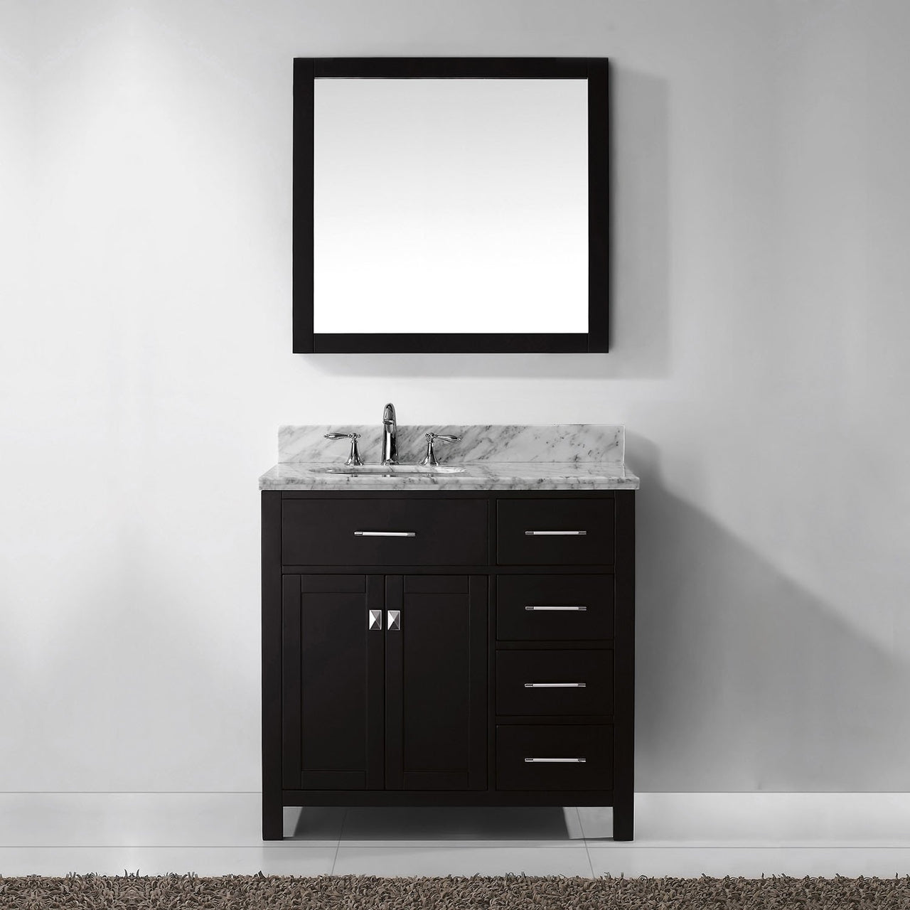 Virtu USA Caroline Parkway 36" Single Round Sink Espresso Top Vanity in Espresso with Mirror Vanity Virtu USA 