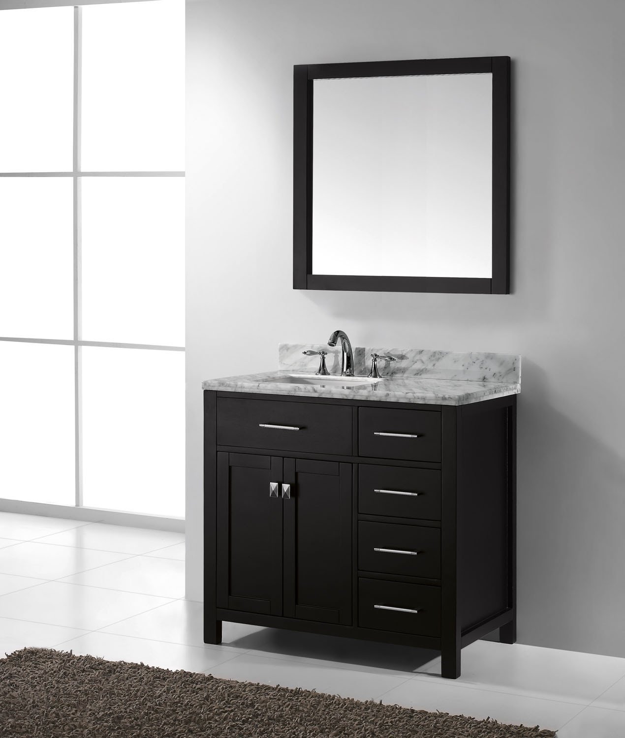 Virtu USA Caroline Parkway 36" Single Square Sink Espresso Top Vanity with Mirror Vanity Virtu USA 