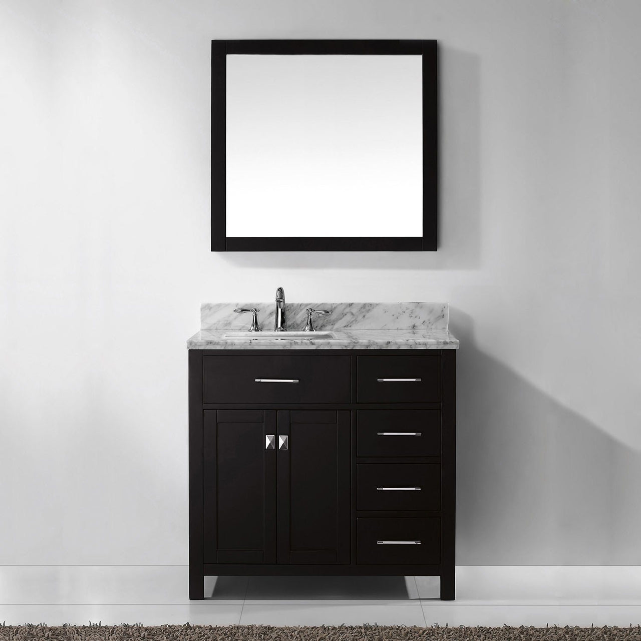 Virtu USA Caroline Parkway 36" Single Square Sink Espresso Top Vanity with Mirror Vanity Virtu USA 