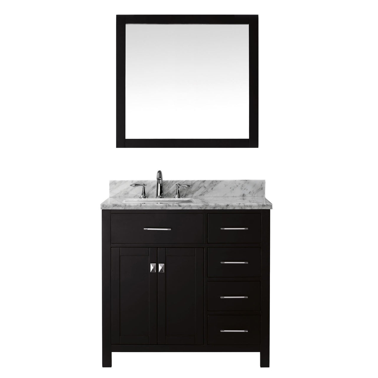 Virtu USA Caroline Parkway 36" Single Square Sink Espresso Top Vanity with Mirror Vanity Virtu USA 