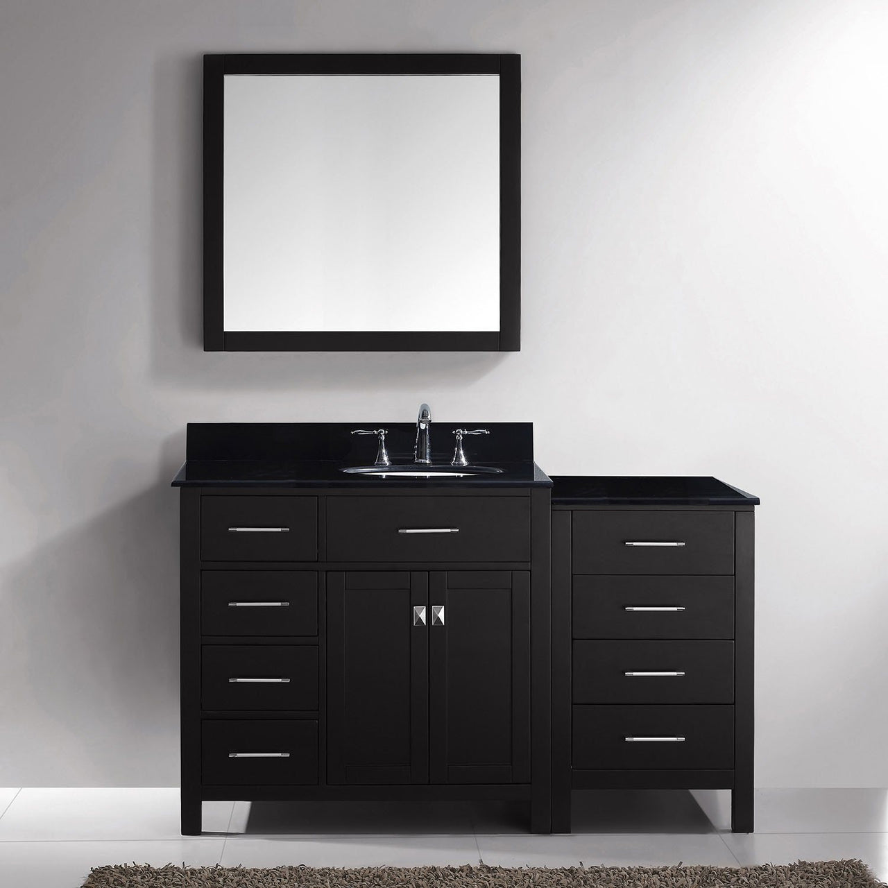 Virtu USA Caroline Parkway 57" Single Round Sink Espresso Top Vanity with Mirror Vanity Virtu USA 