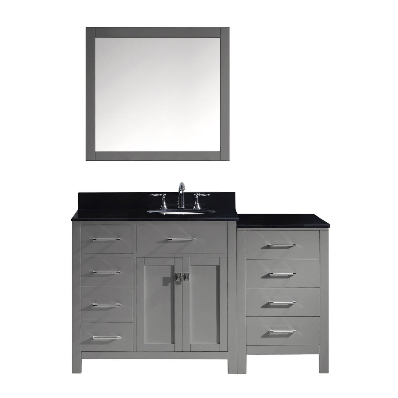 Virtu USA Caroline Parkway 57" Single Round Sink Grey Top Vanity with Mirror Vanity Virtu USA 