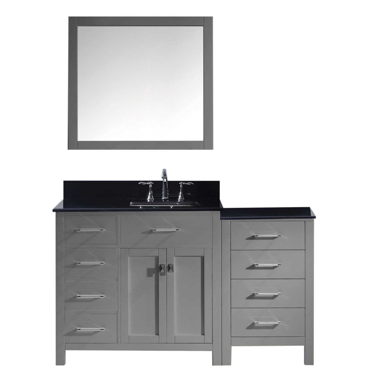 Virtu USA Caroline Parkway 57" Single Square Sink Grey Top Vanity with Mirror Vanity Virtu USA 