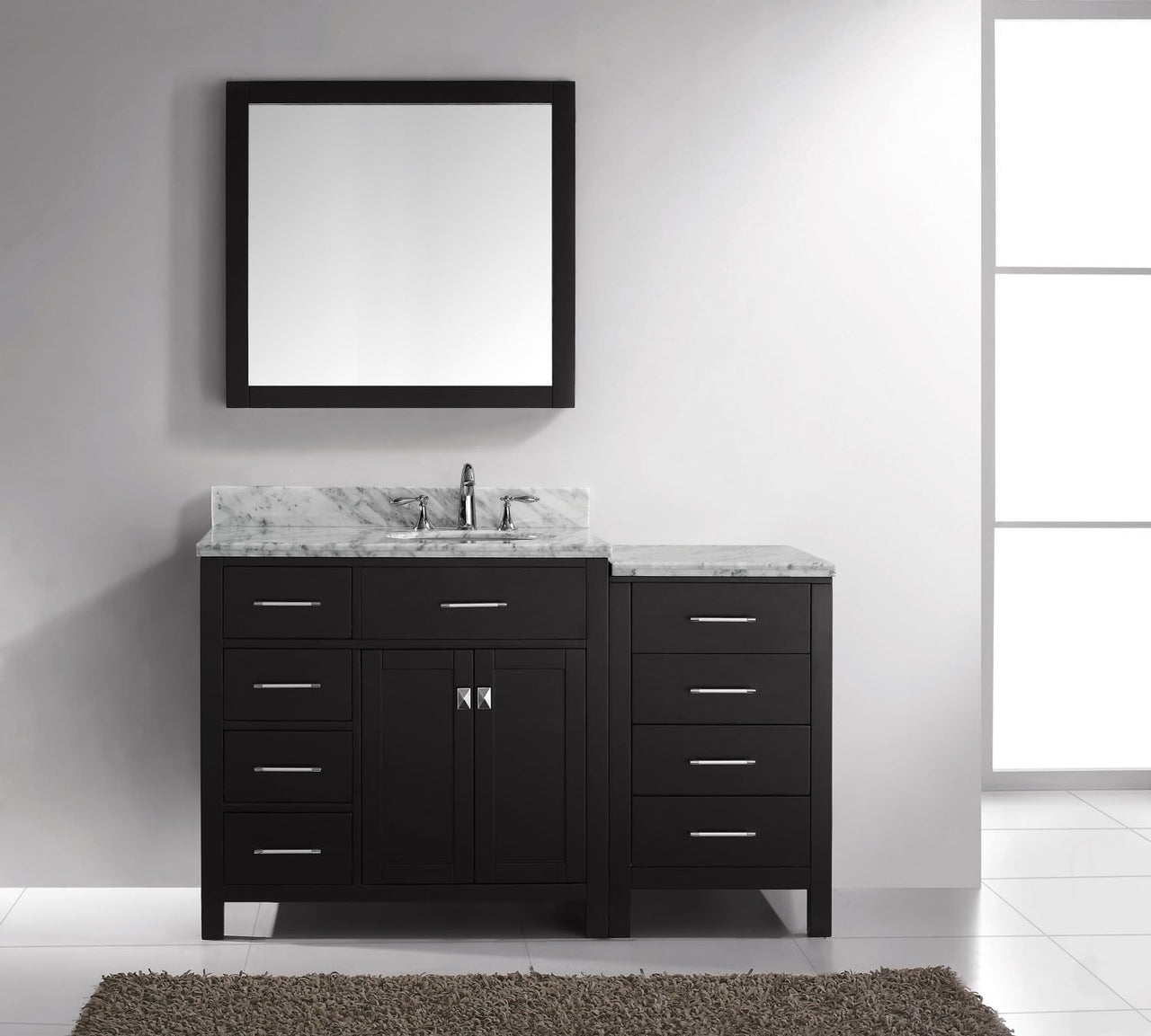 Virtu USA Caroline Parkway 57" Single Round Sink Espresso Top Vanity with Mirror Vanity Virtu USA 