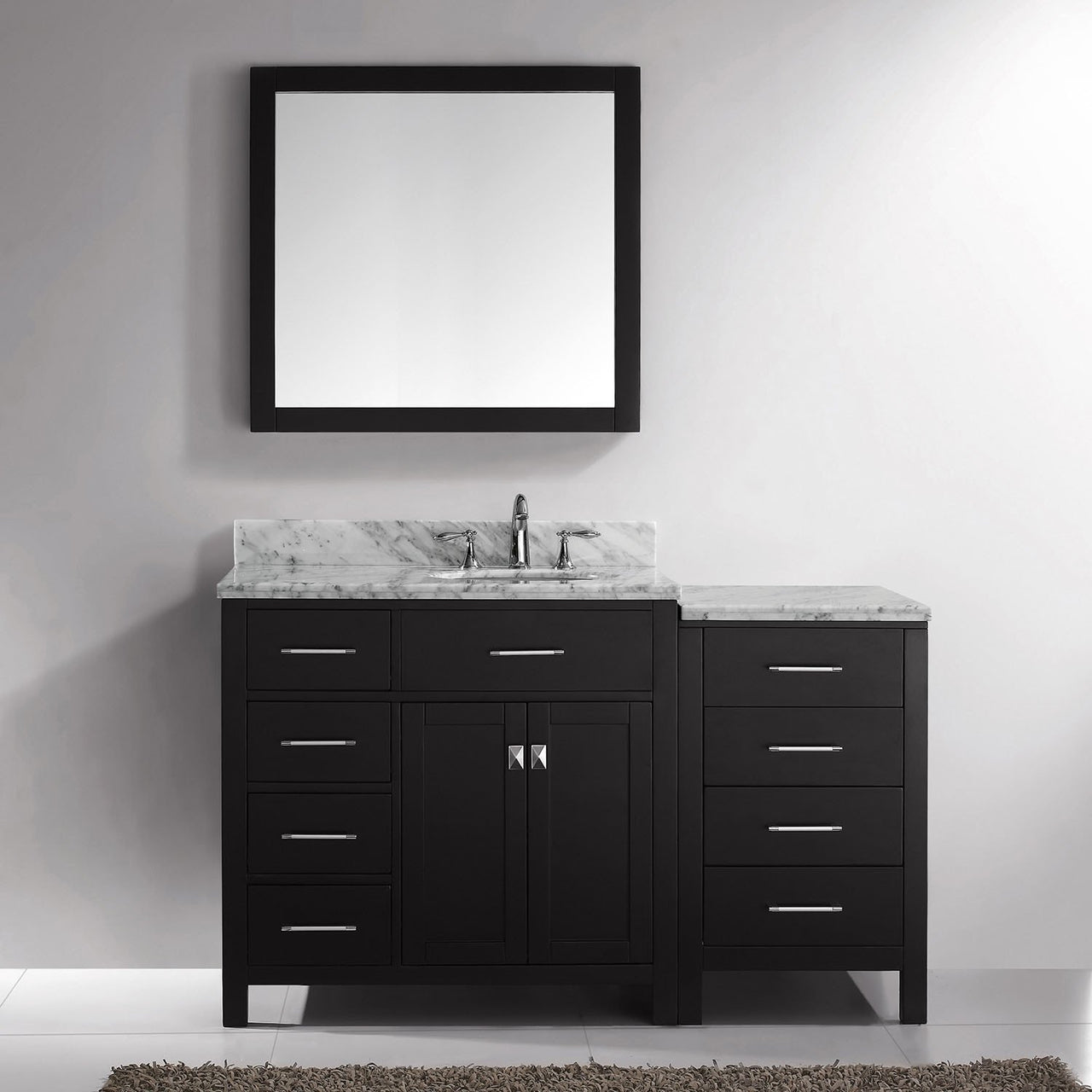 Virtu USA Caroline Parkway 57" Single Round Sink Espresso Top Vanity with Mirror Vanity Virtu USA 