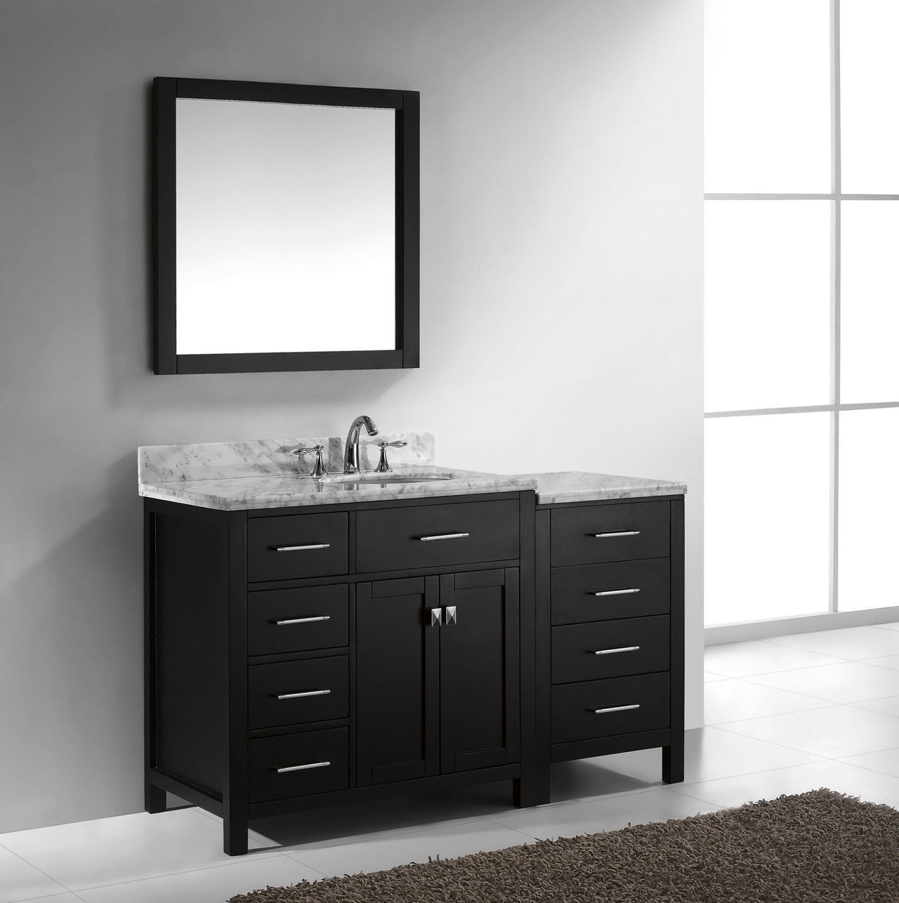 Virtu USA Caroline Parkway 57" Single Round Sink Espresso Top Vanity with Mirror Vanity Virtu USA 