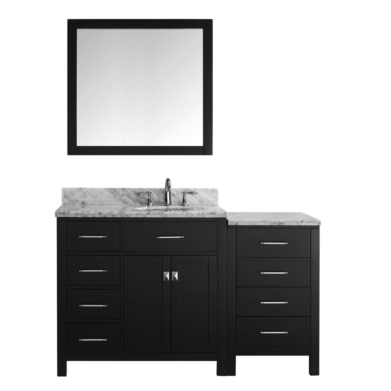 Virtu USA Caroline Parkway 57" Single Round Sink Espresso Top Vanity with Mirror Vanity Virtu USA 