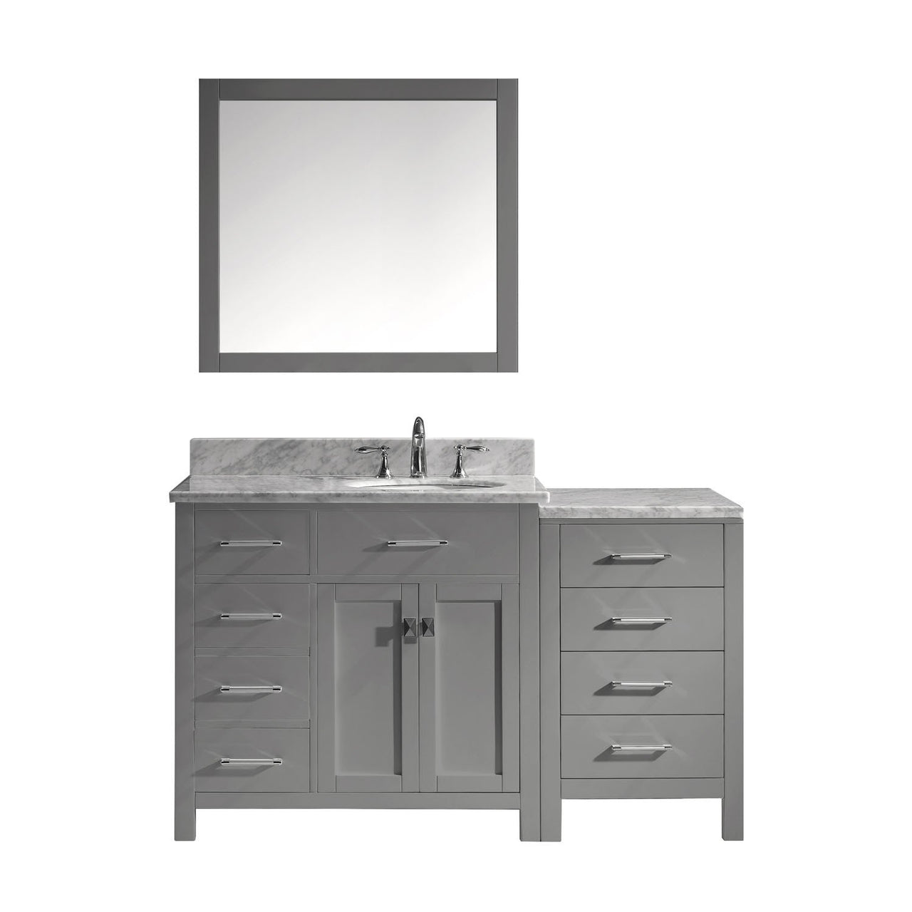 Virtu USA Caroline Parkway 57" Single Round Sink Grey Top Vanity in Grey with Mirror Vanity Virtu USA 