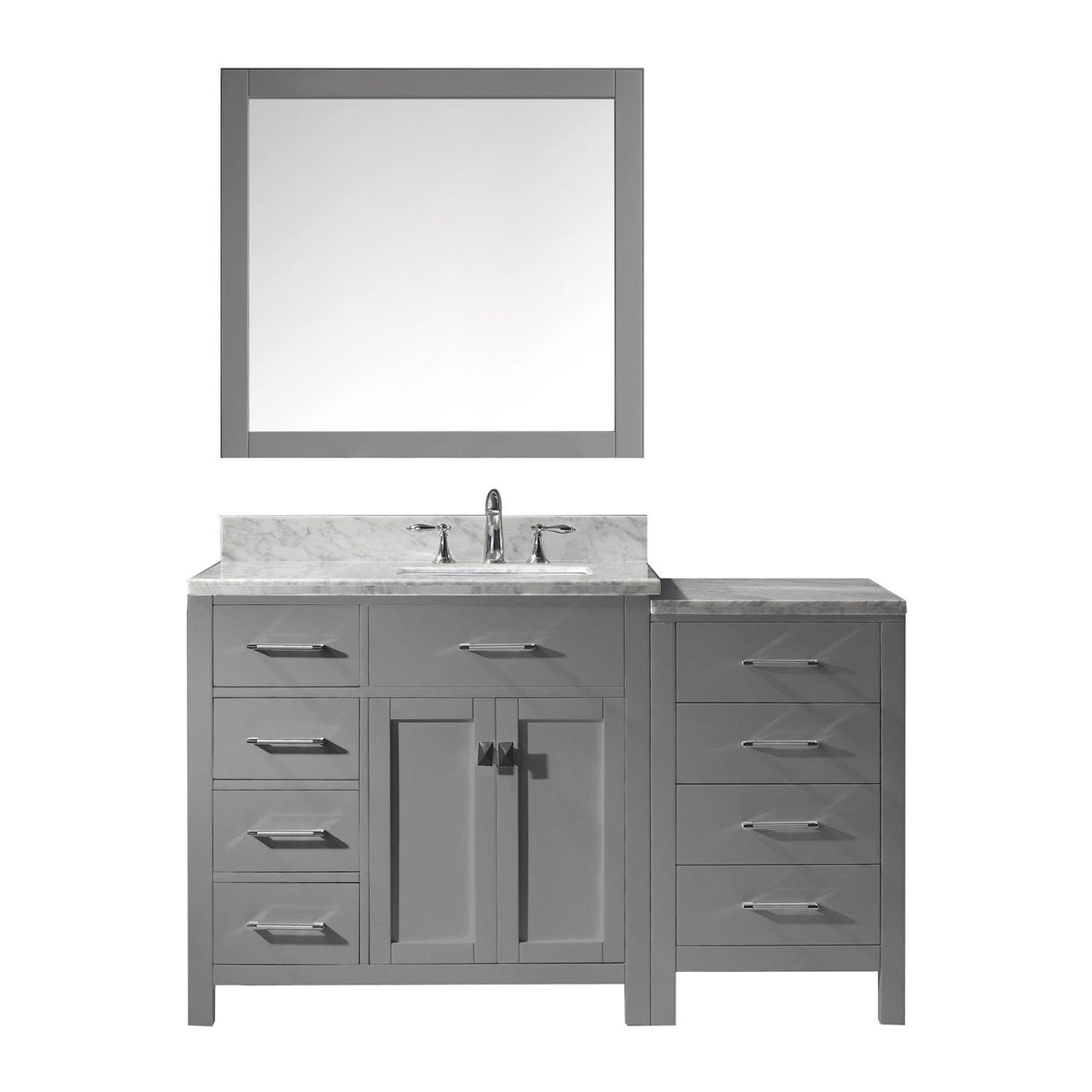 Virtu USA Caroline Parkway 57" Single Square Sink Grey Top Vanity in Grey with Mirror Vanity Virtu USA 