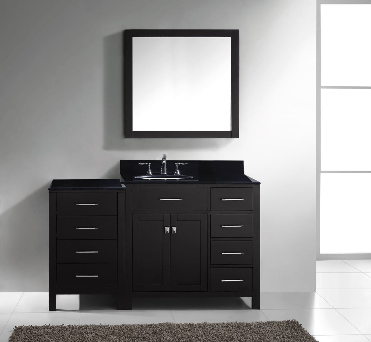 Virtu USA Caroline Parkway 57" Single Round Sink Espresso Top Vanity with Mirror Vanity Virtu USA 