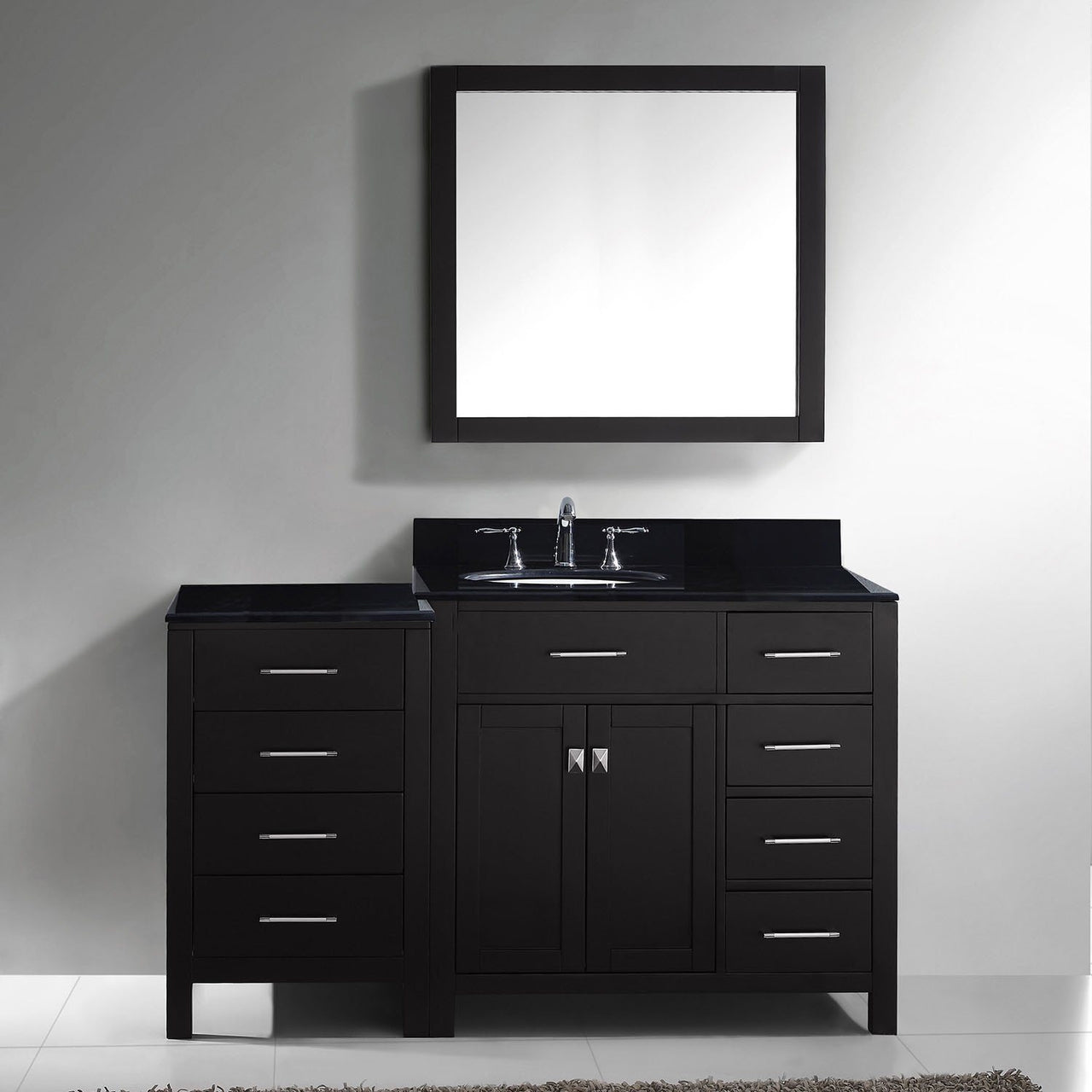 Virtu USA Caroline Parkway 57" Single Round Sink Espresso Top Vanity with Mirror Vanity Virtu USA 