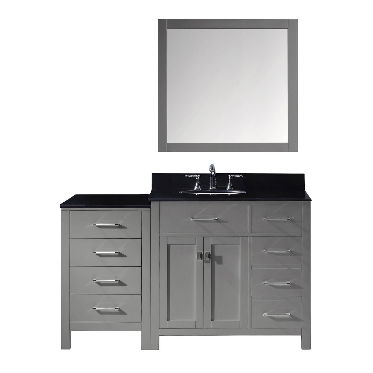Virtu USA Caroline Parkway 57" Single Round Sink Grey Top Vanity with Mirror Vanity Virtu USA 