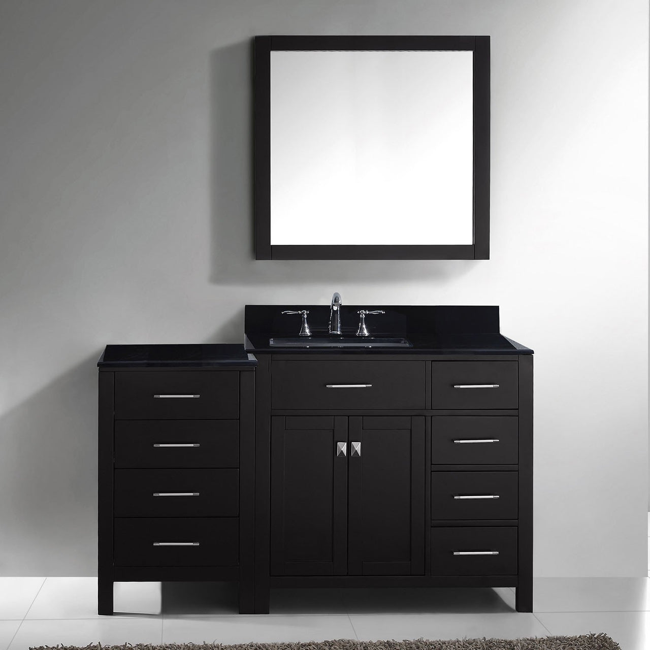 Virtu USA Caroline Parkway 57" Single Square Sink Espresso Top Vanity in Espresso with Mirror Vanity Virtu USA 