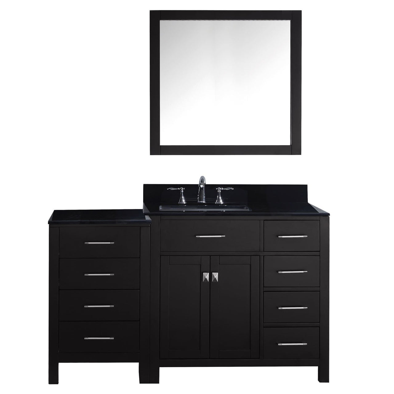 Virtu USA Caroline Parkway 57" Single Square Sink Espresso Top Vanity in Espresso with Mirror Vanity Virtu USA 